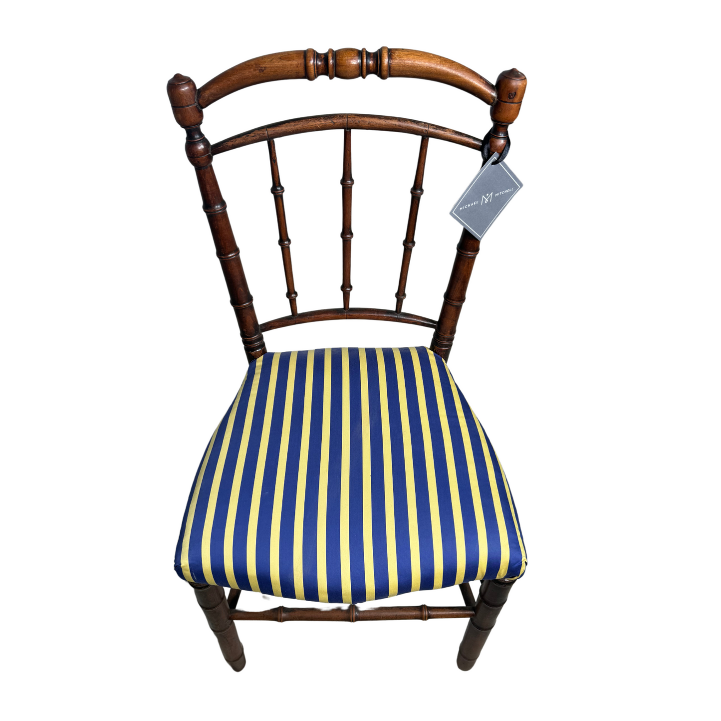 Antique Napoleon Chairs with Yellow and Blue Upholstering c1880's, Pair