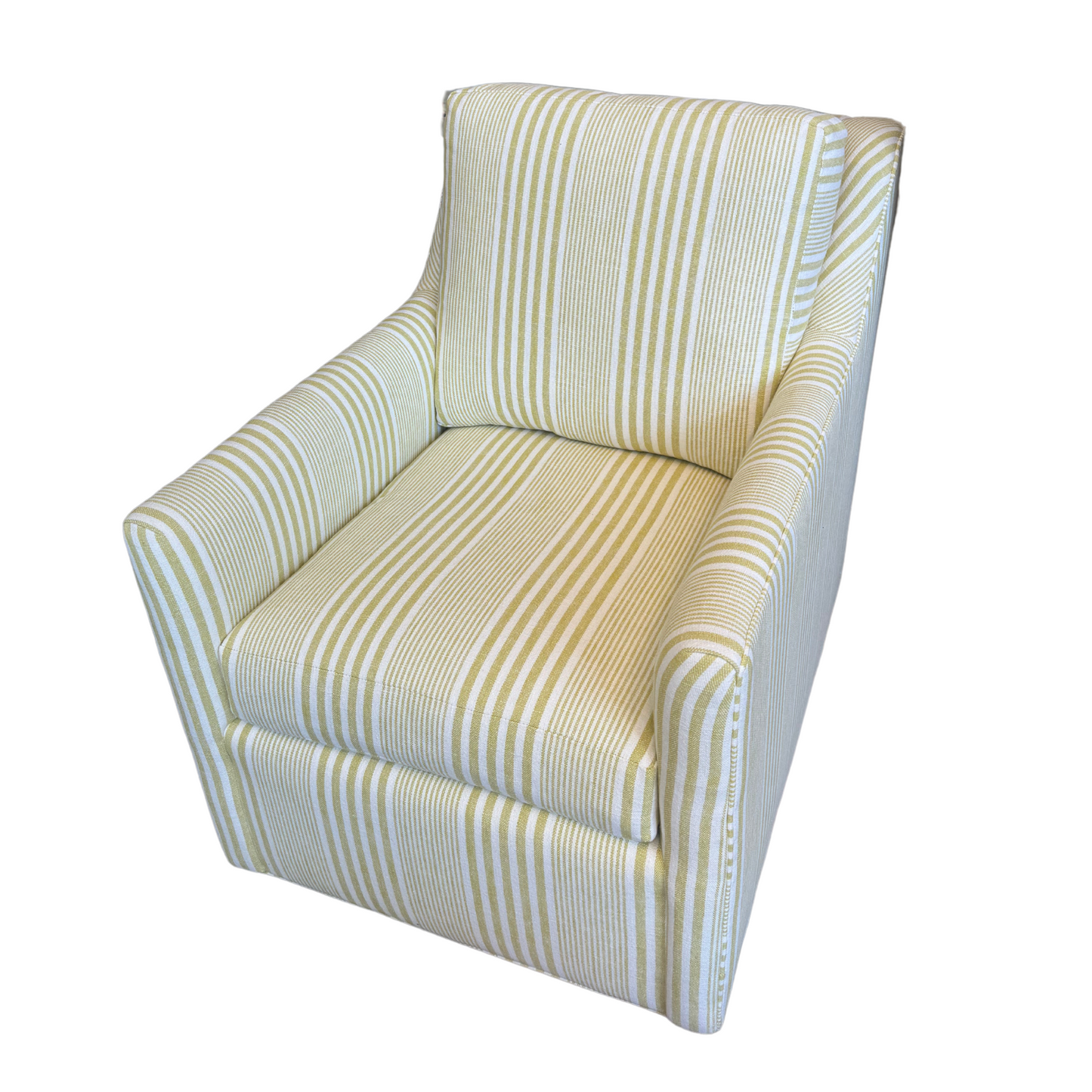 Loose-Back Swivel Chair in Cabana Stripe Lemonchello