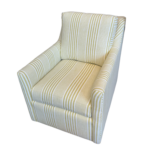 Loose-Back Swivel Chair in Cabana Stripe Lemonchello