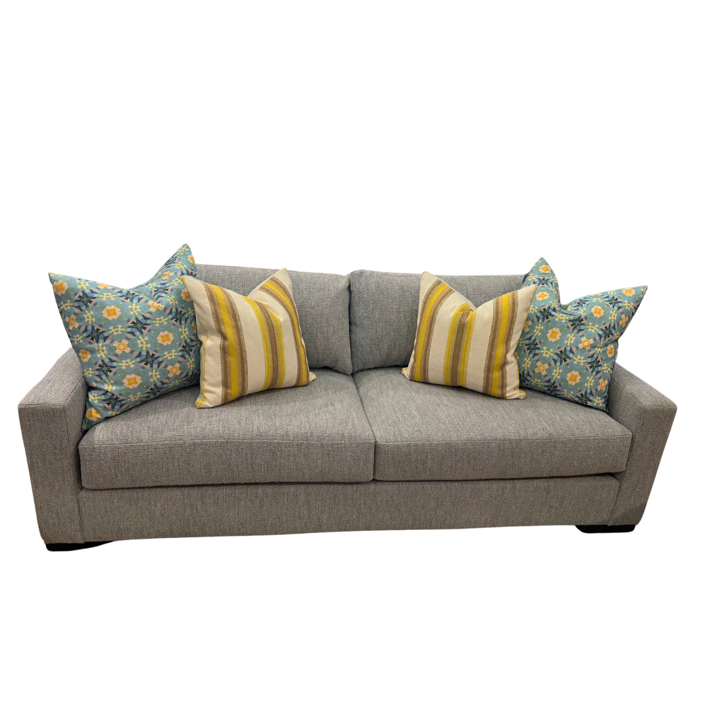 Deep Seat Sofa in Nubby Gray Blue Wool