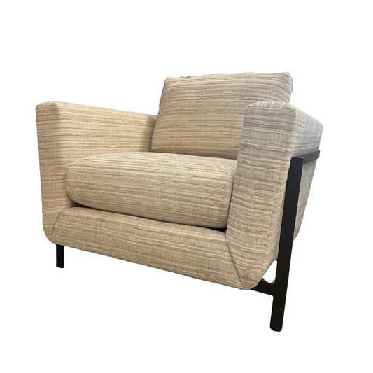 Metal Frame Chair in Beige Textured Stipe