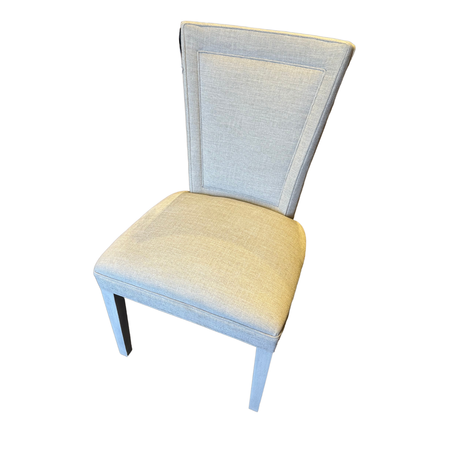 Flared Back Dining Side Chair in Beige Solid + Weathered White Finish
