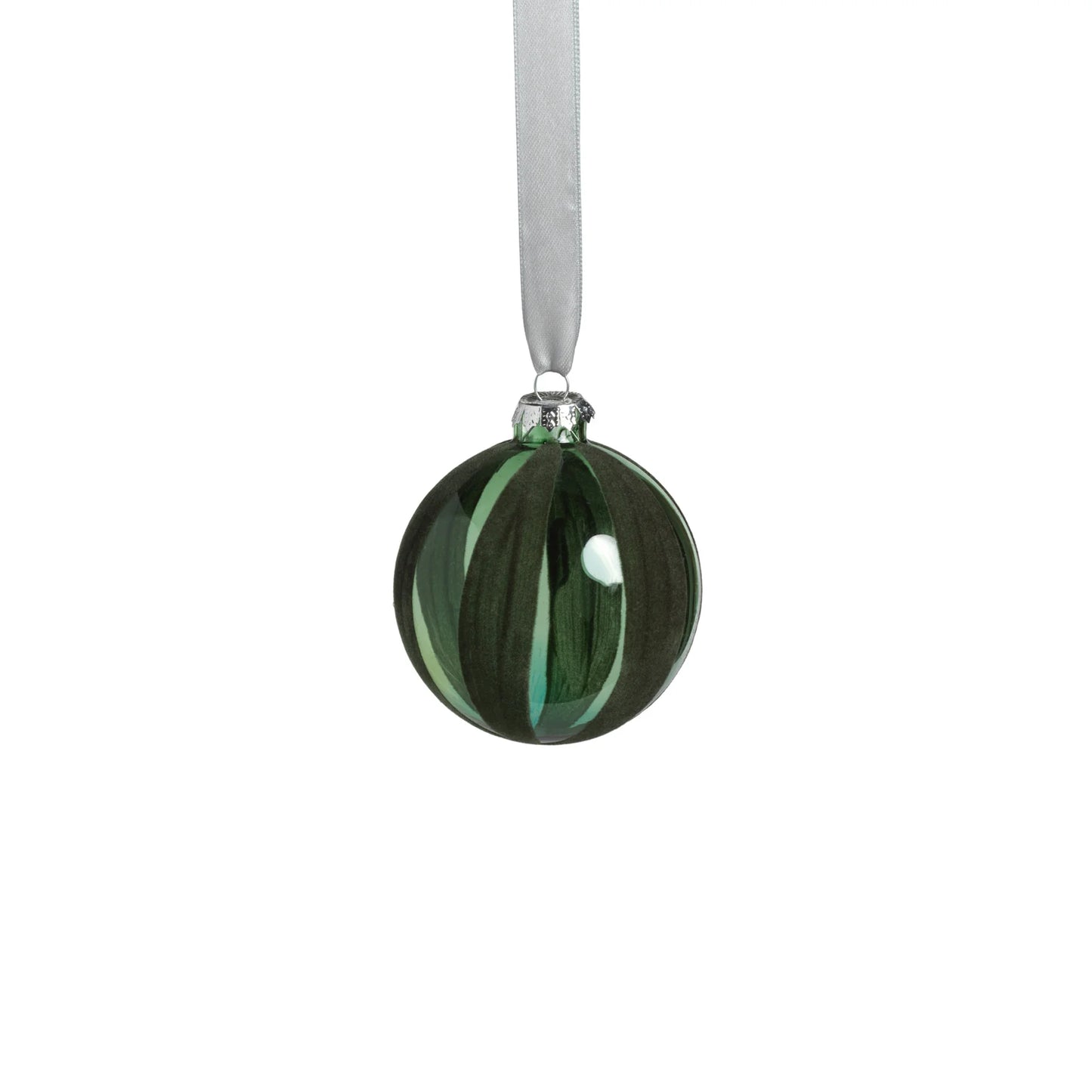Flocked Green Glass Ornament