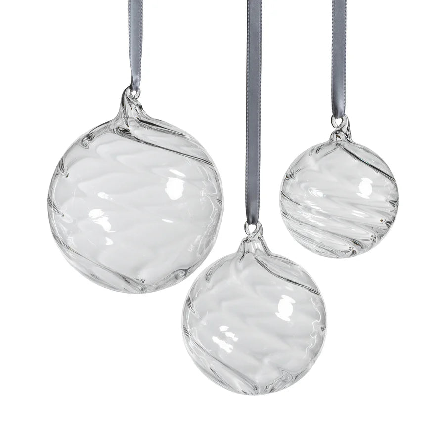 Clear Swirl Glass Ornament