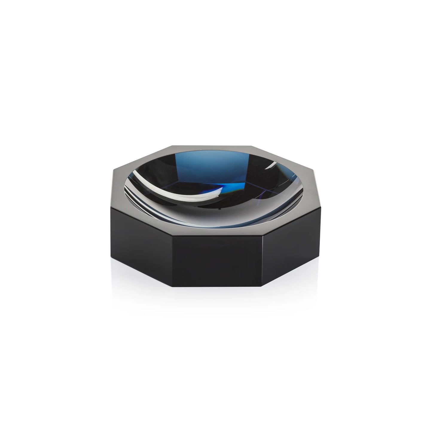 Blue Glass Crystal Octagon Bowl