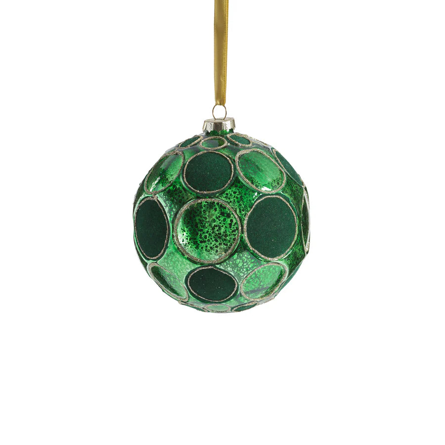 Green Dots Round Ornament