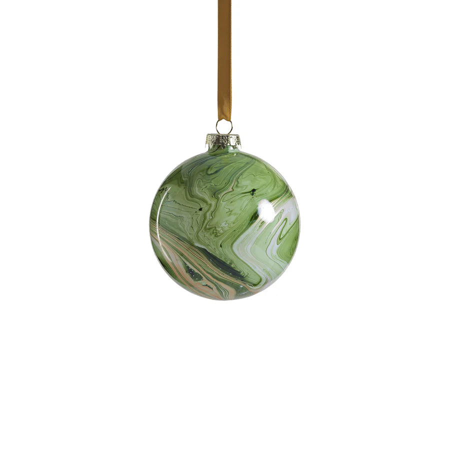 Green Watercolor Round Ornament