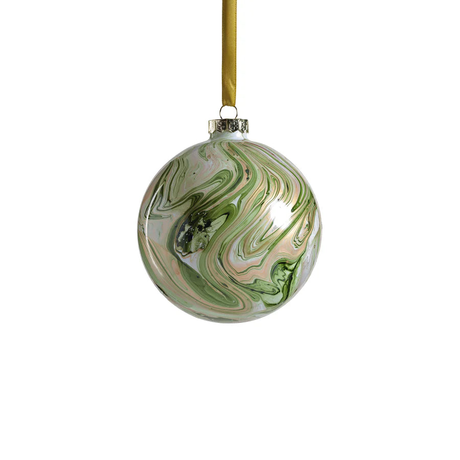 Green Watercolor Round Ornament