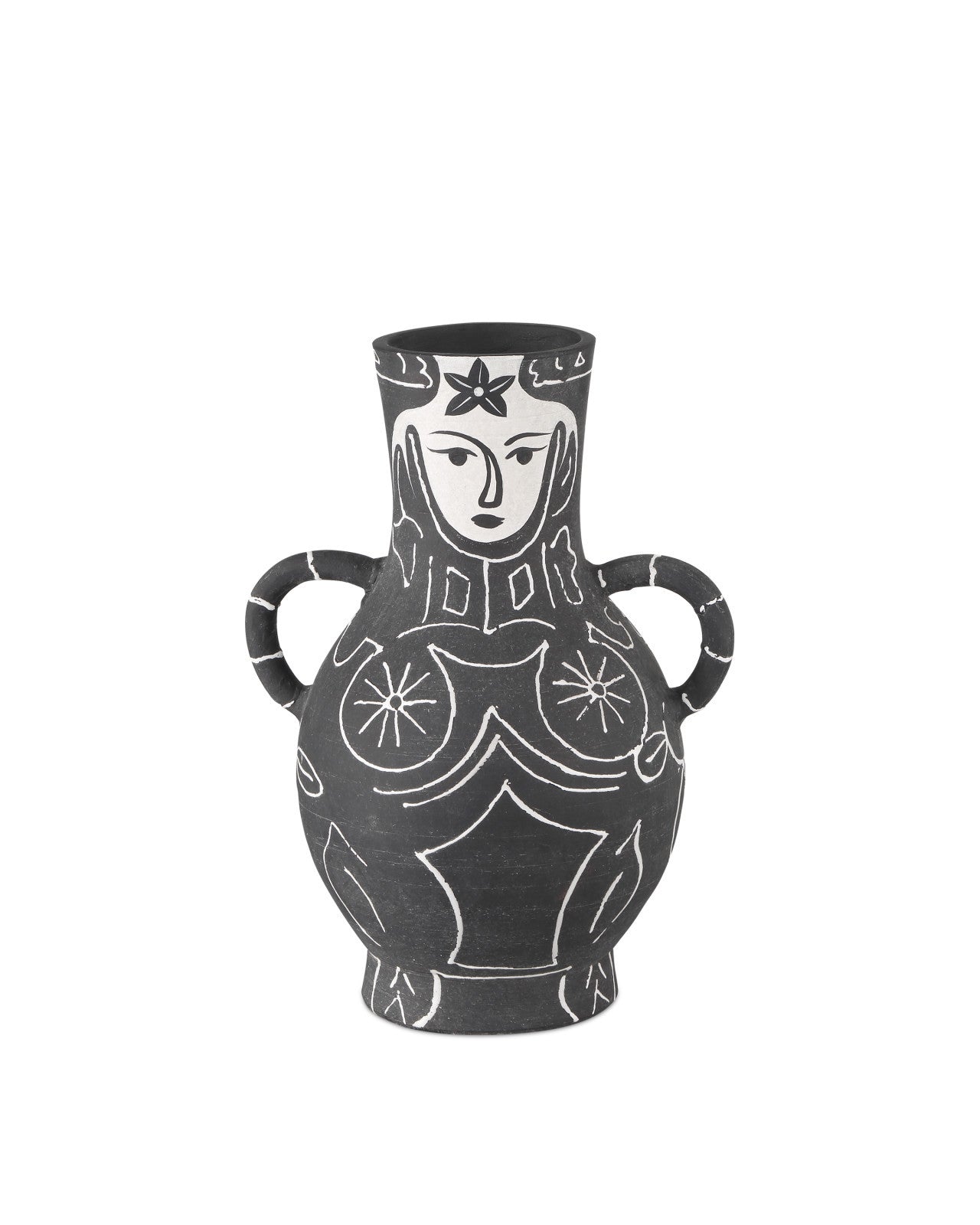 Hand Painted Terracotta Vase, Medium