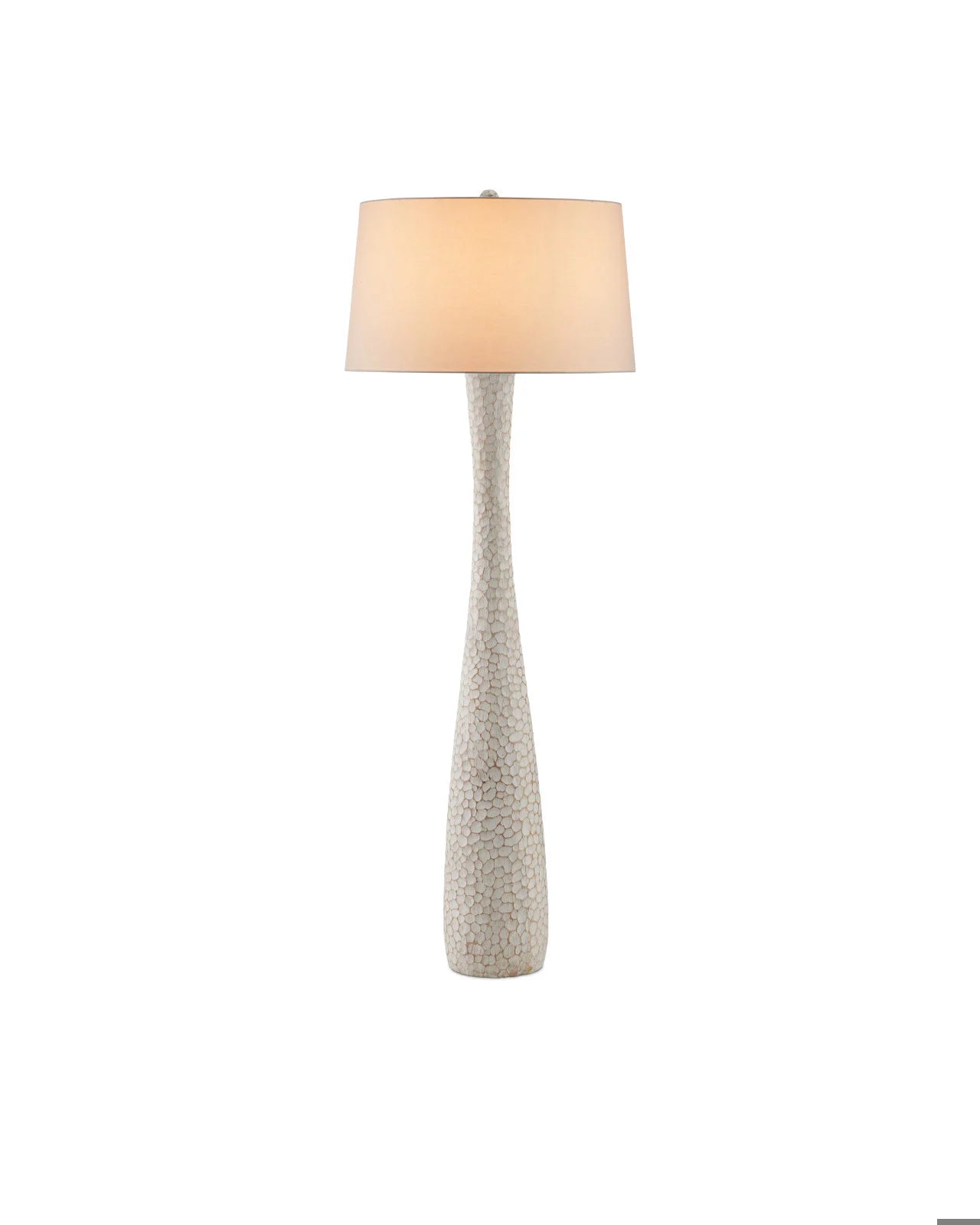 Hand Carved White Washed Wood Floor Lamp