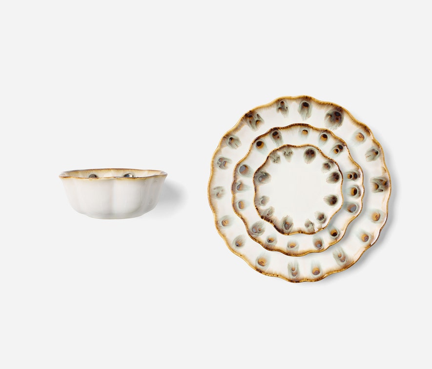 Scalloped Almond and Sage Tableware
