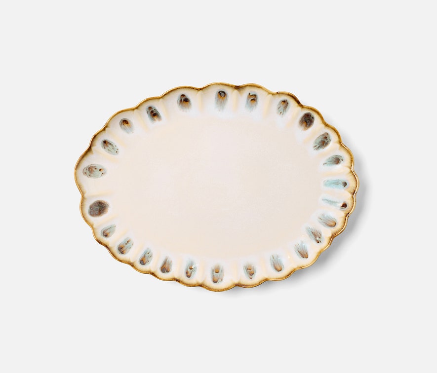 Scalloped Almond and Sage Tableware