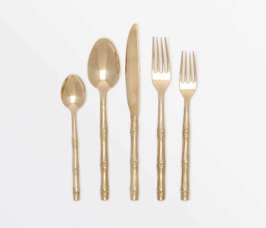 Polished Gold Bamboo Flatware
