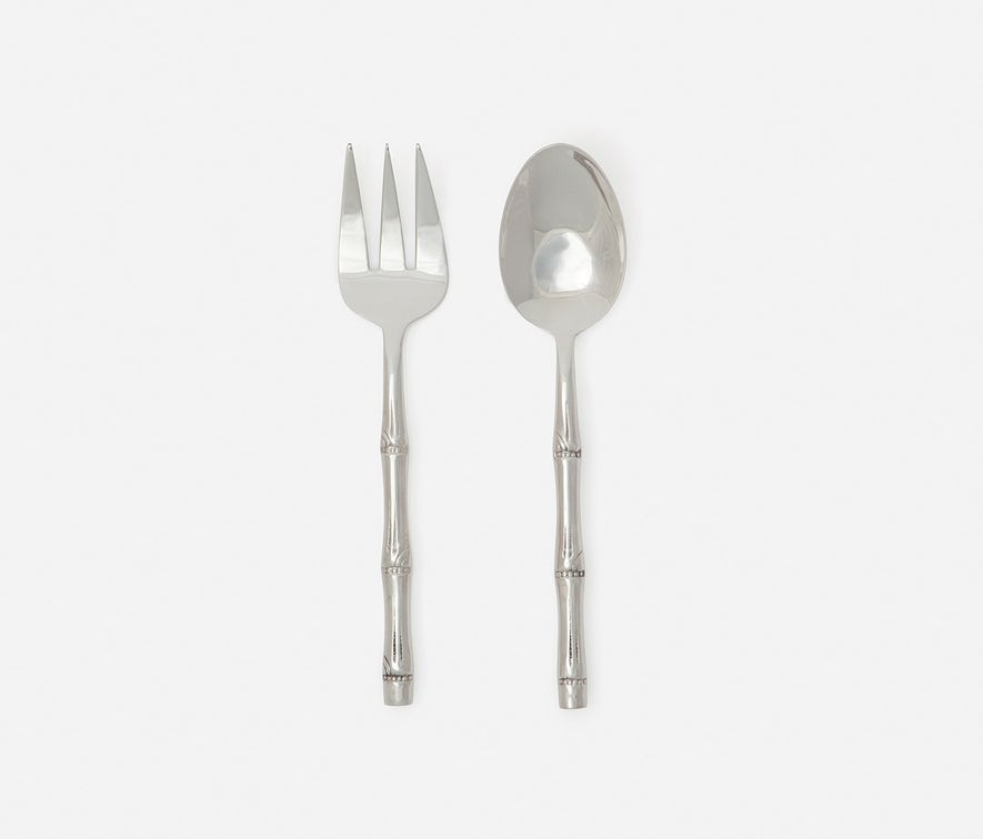 Polished Silver Bamboo 2-Piece Serving Set