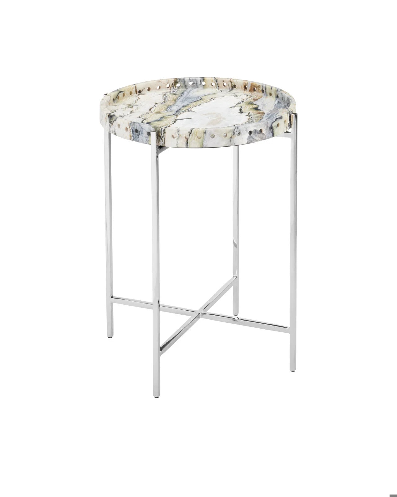 Floral Jade Marble Accent Table