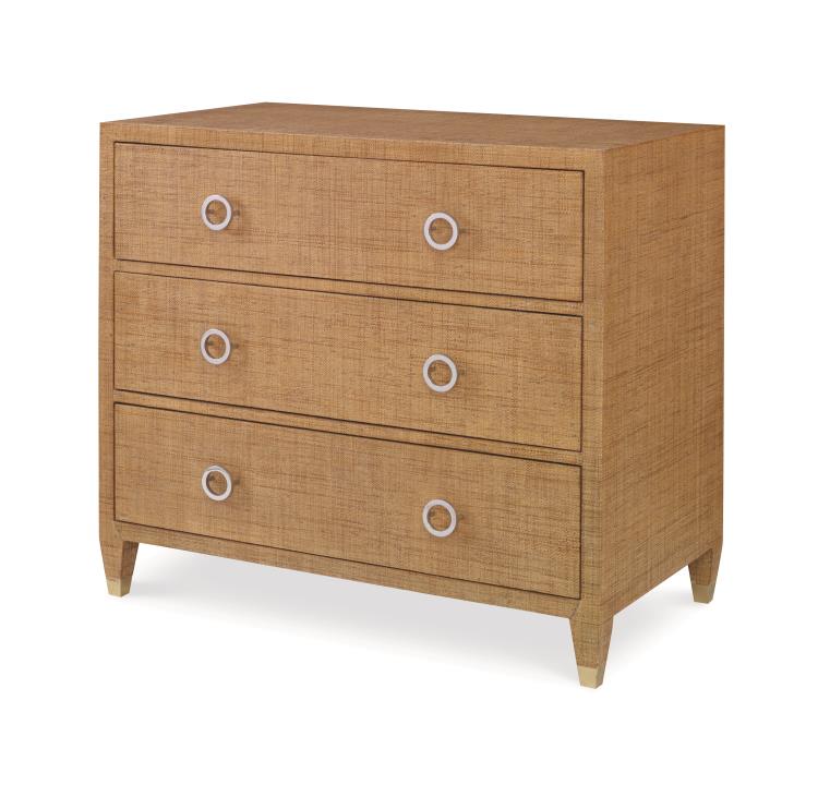Hand-Woven Raffia Chest with Glass Top