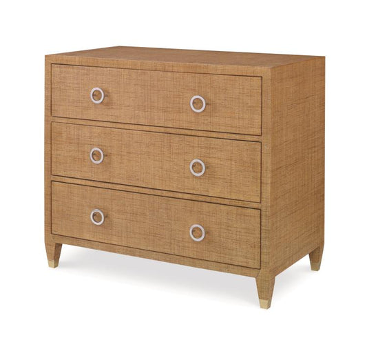 Hand-Woven Raffia Chest with Glass Top