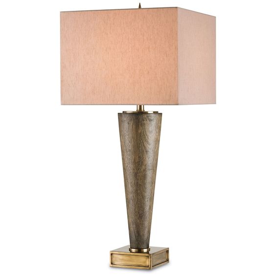 Resin Faux Bois Lamp on Brass Base
