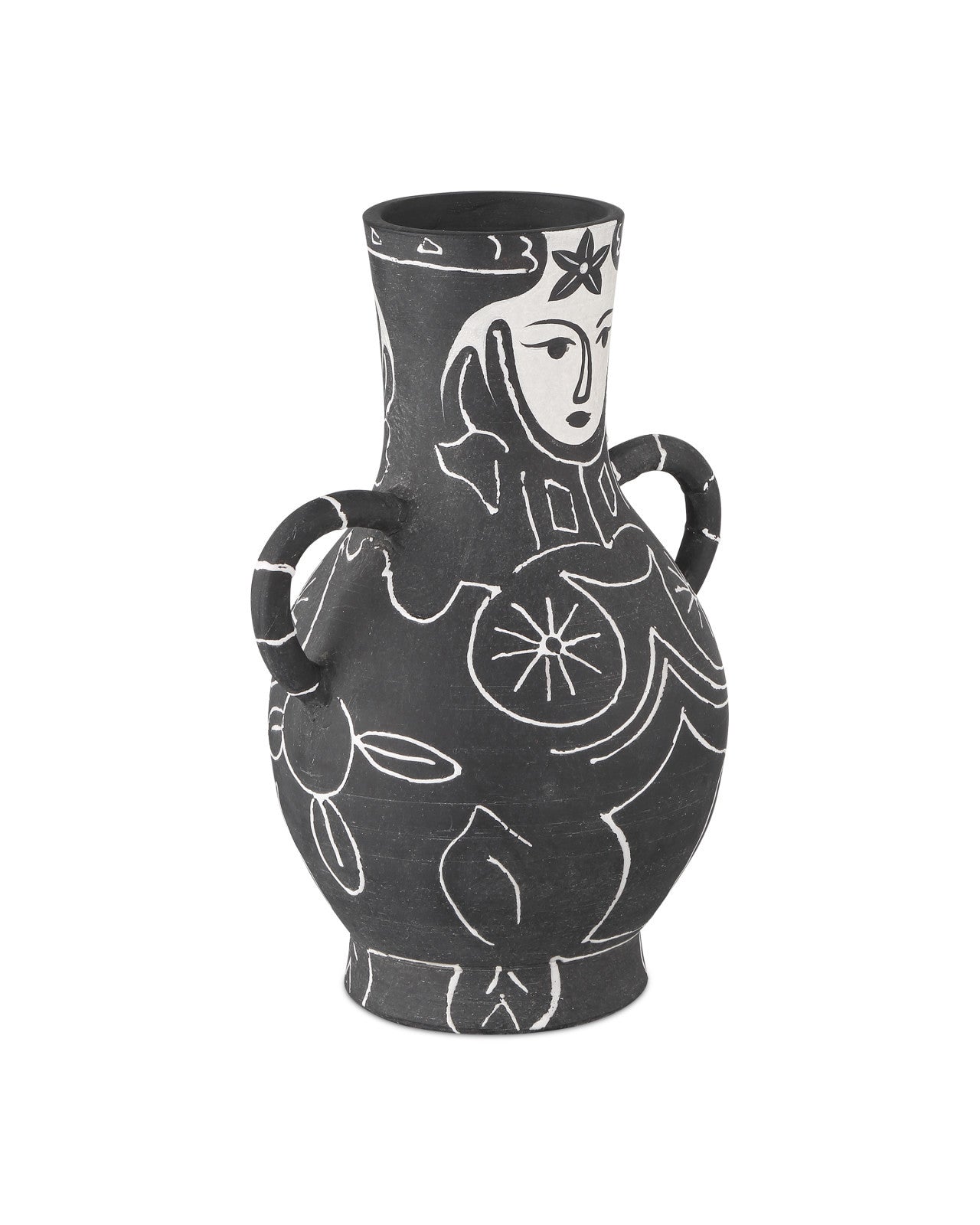 Hand Painted Terracotta Vase, Medium
