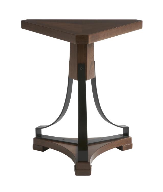 Treble Triangle Side Table in Truffle + Browned Steel