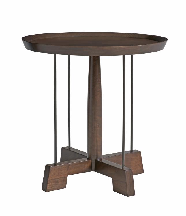 Tilda Round Side Table in Truffle + Browned Steel