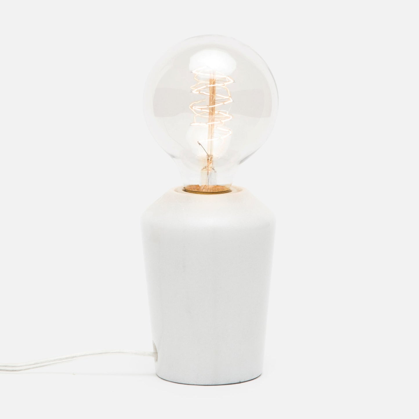 Bookcase Bulb Lamp in Crystal White Marble + Round Exposed Bulb