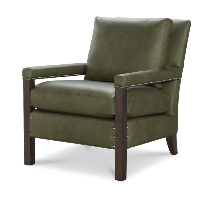 Green Leather Chair with Nailheads