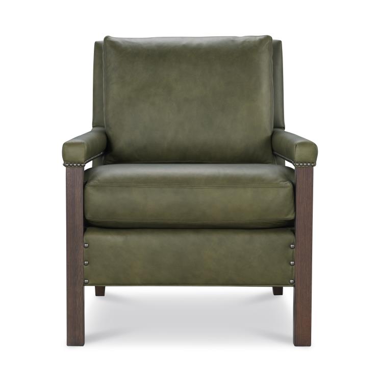 Green Leather Chair with Nailheads