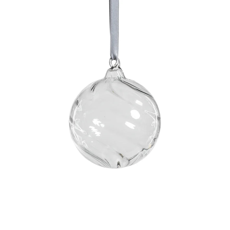 Clear Swirl Glass Ornament