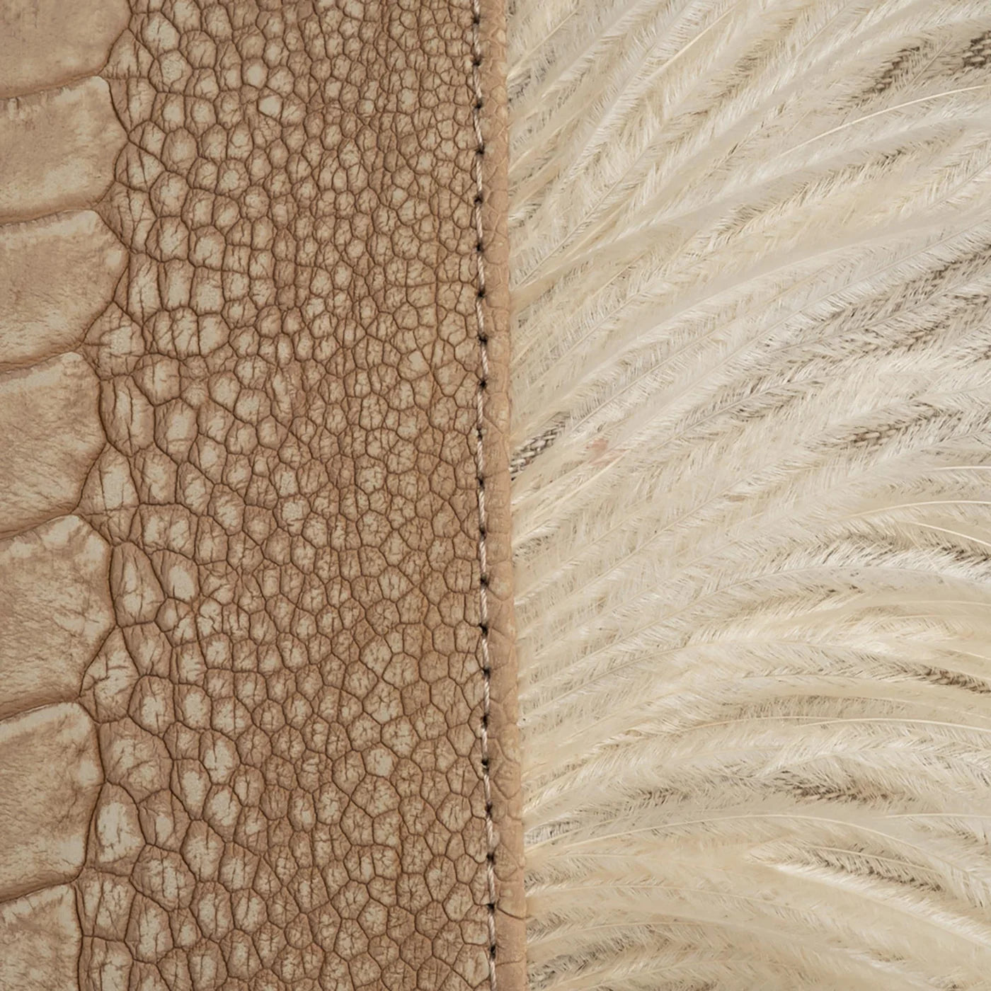 Stone Ostrich Trim Pillow