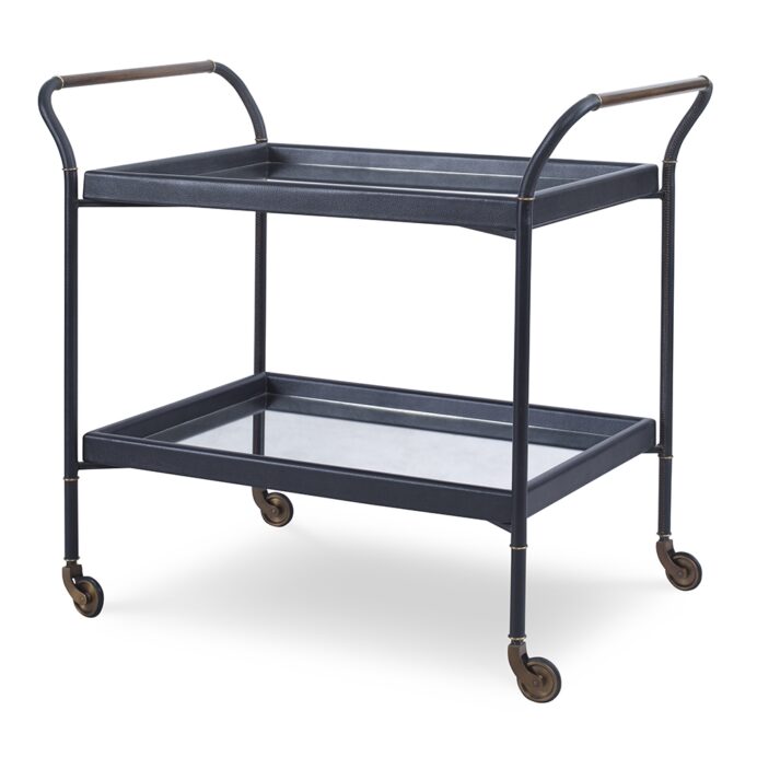 Black Leather + Mirror Bar Cart