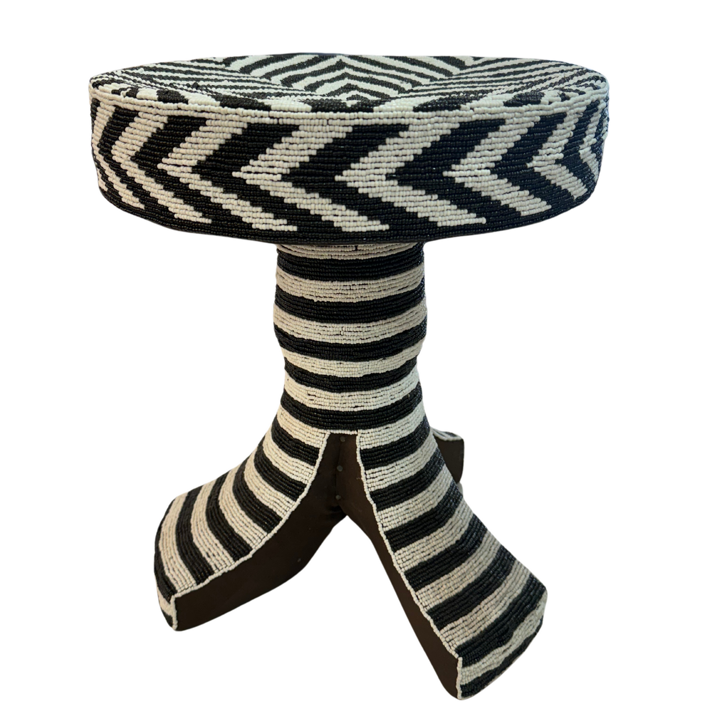 Black and White Beaded Stool
