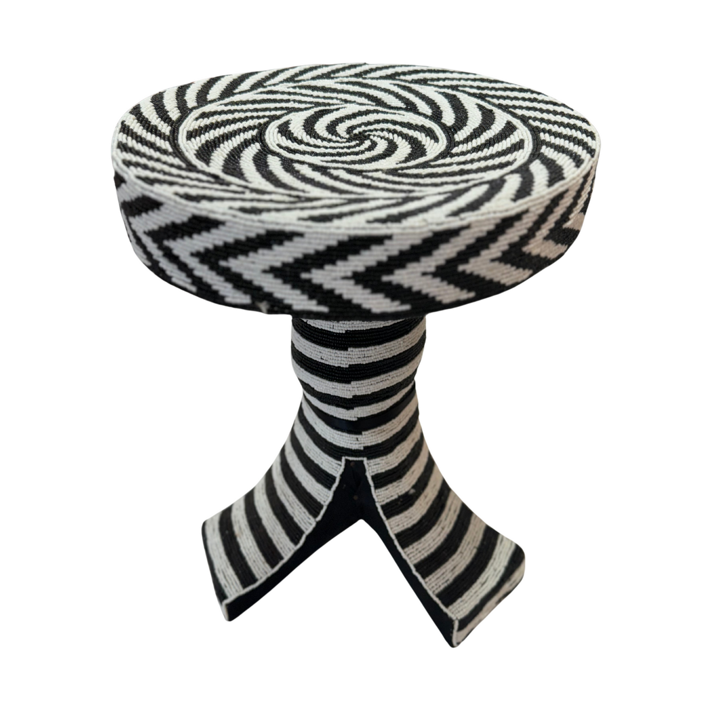 Black and White Beaded Stool