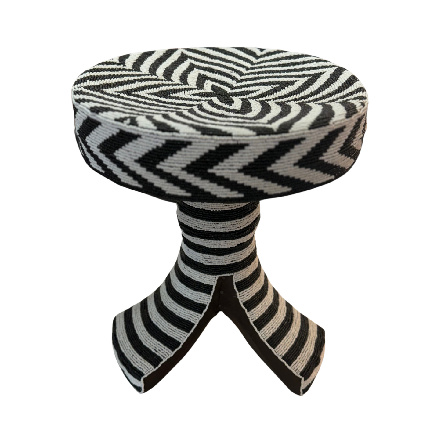 Black and White Beaded Stool