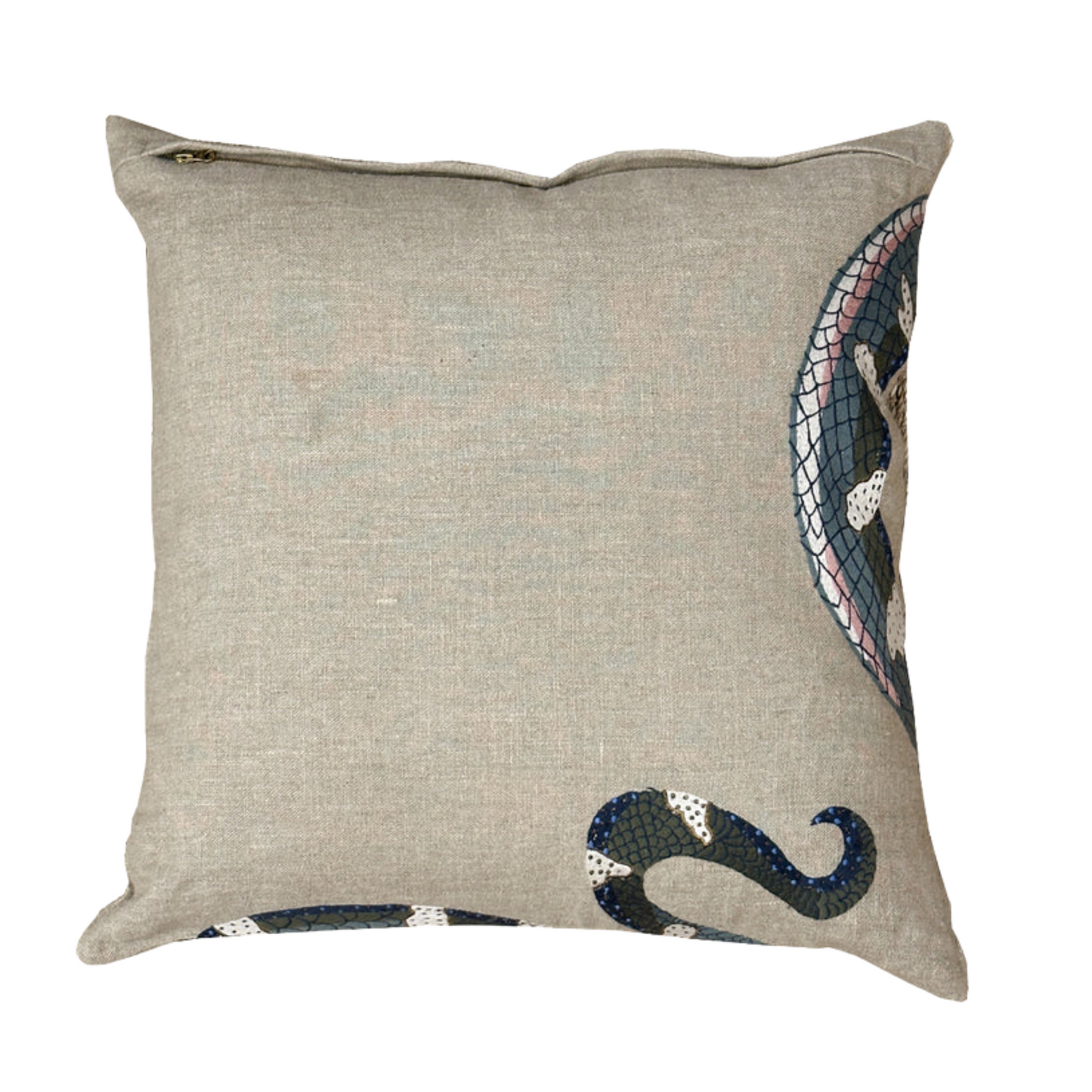 Slithering Snake Linen Pillow