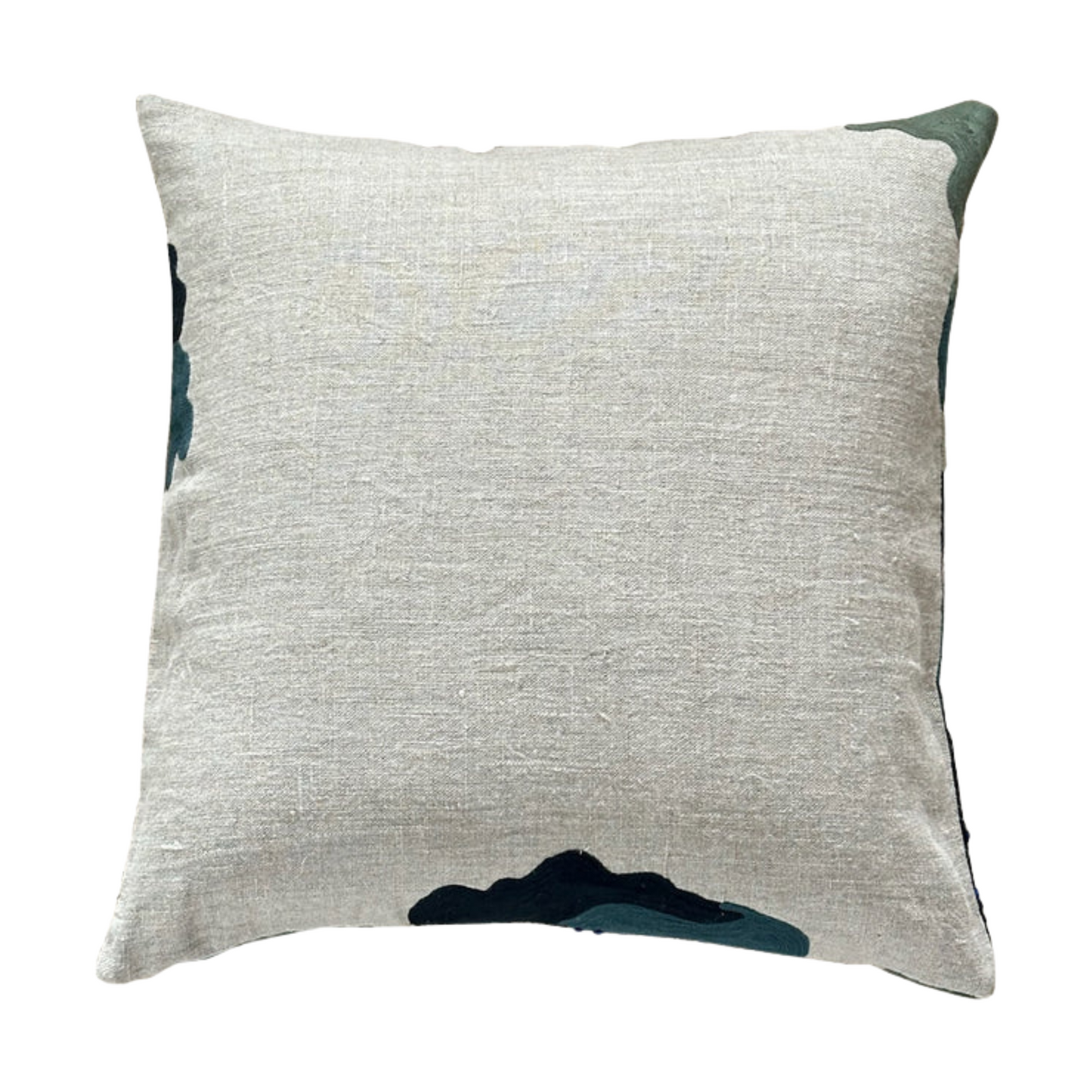 Blue Floral Embroidered Pillow