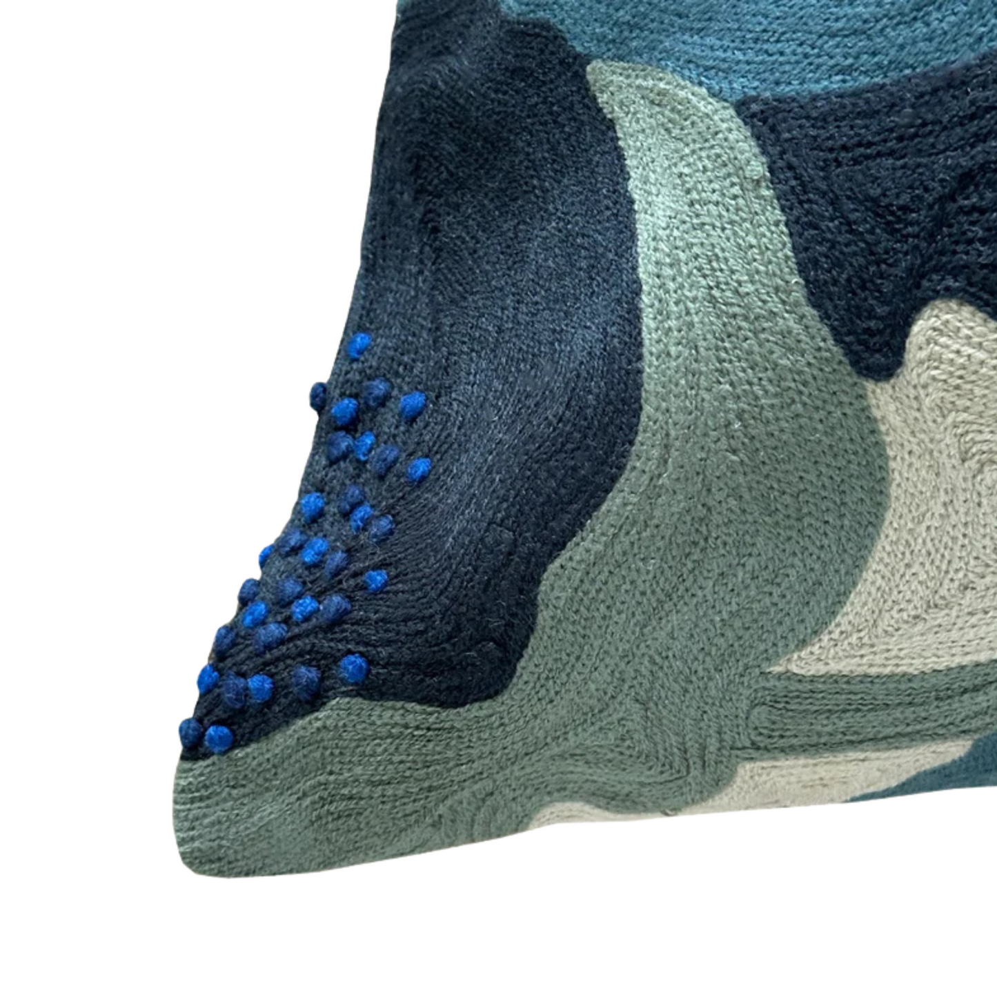Blue Floral Embroidered Pillow