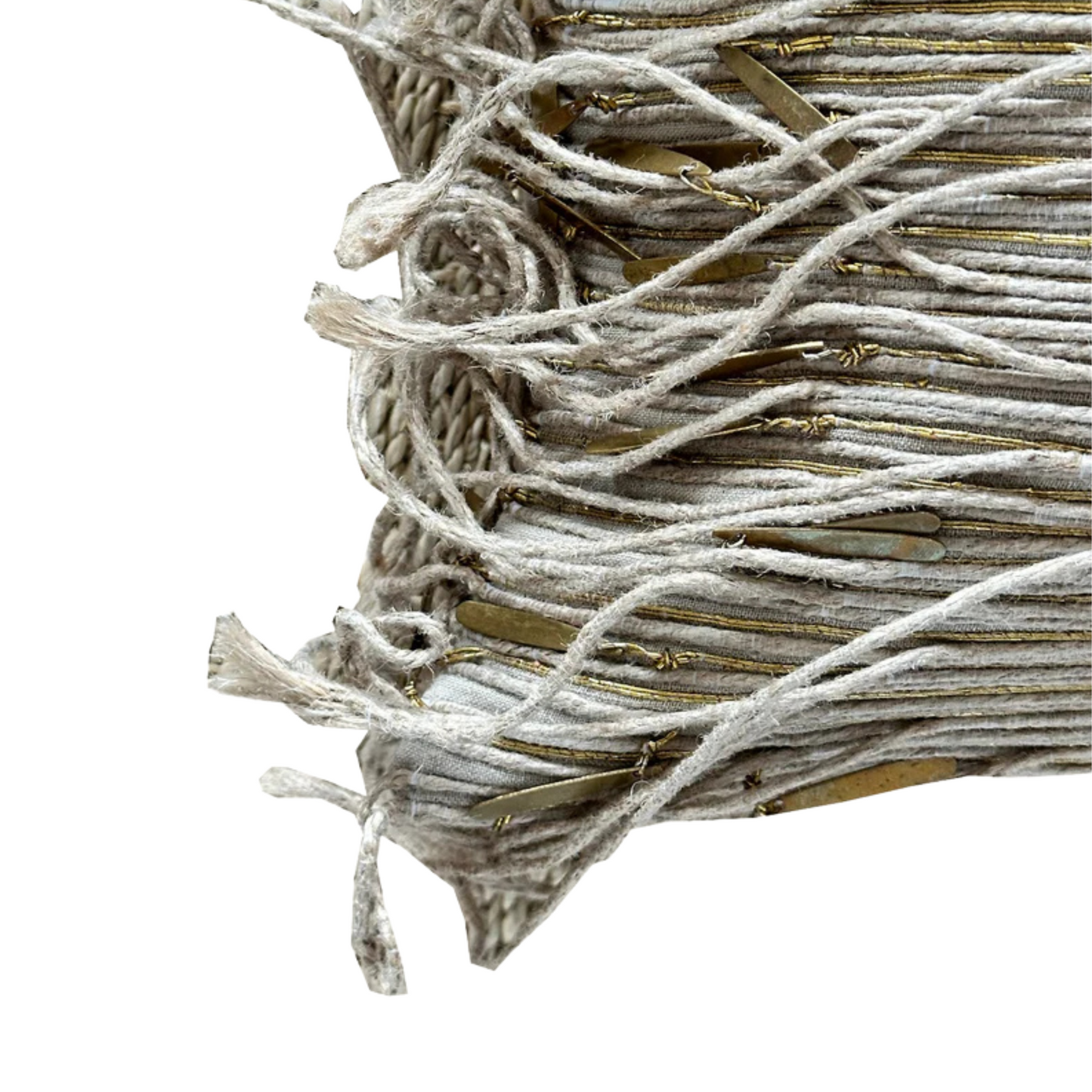 Brass and Jute Fringe Pillow