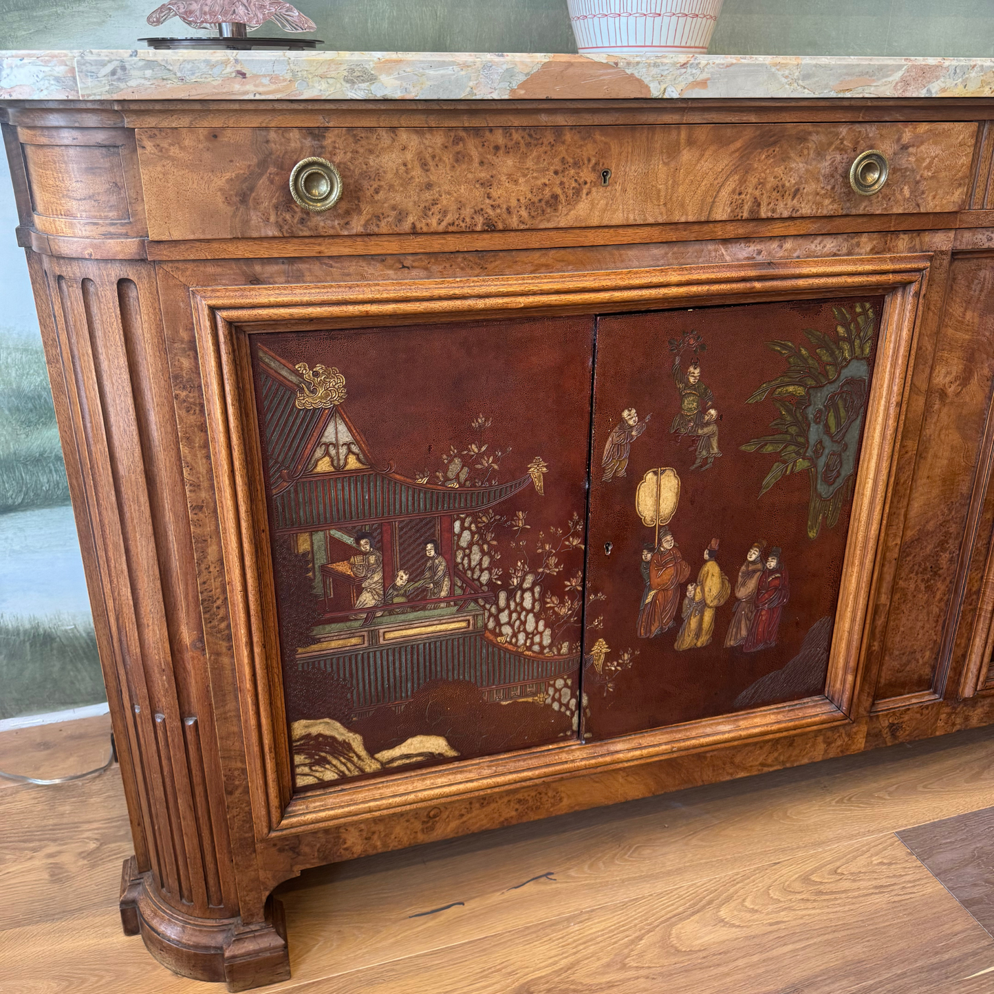 Marble Top Chinoiserie Sideboard