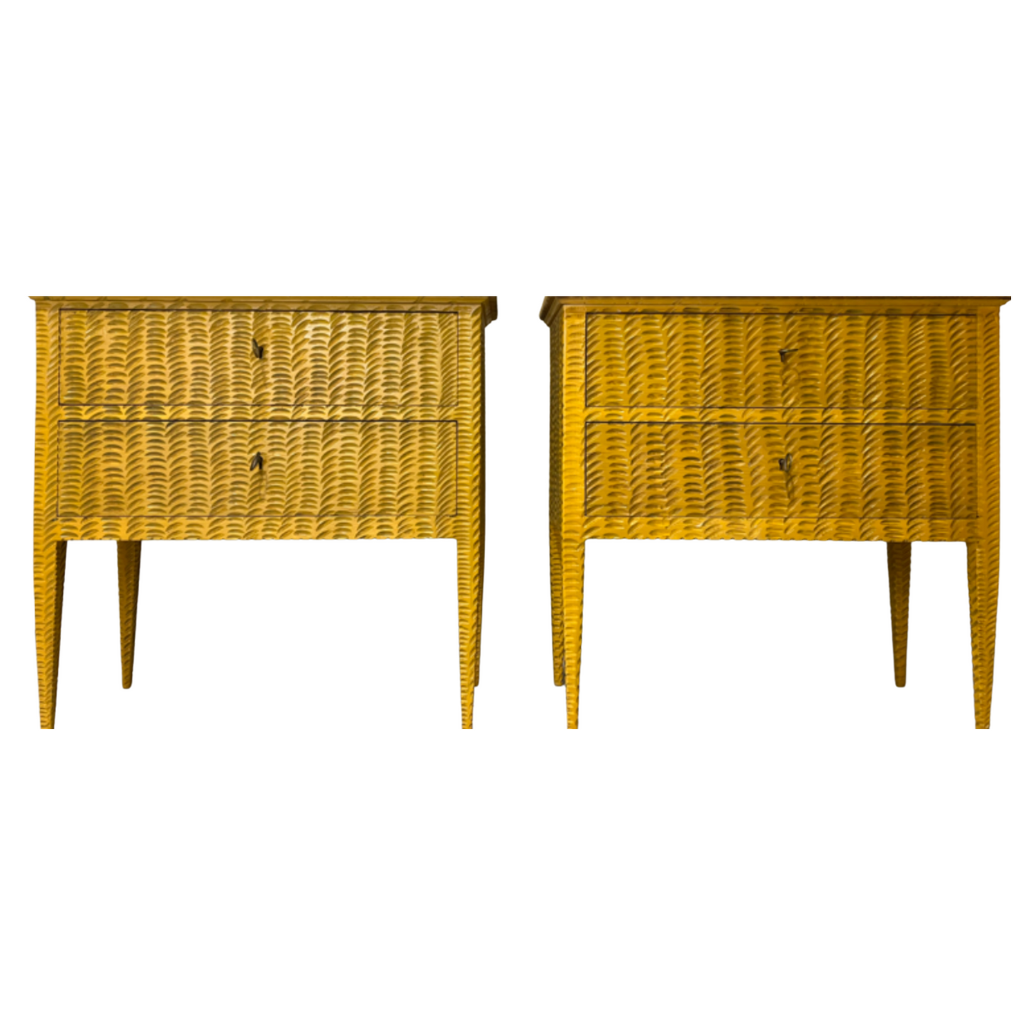 Antique Mustard Hand Carved Commodes