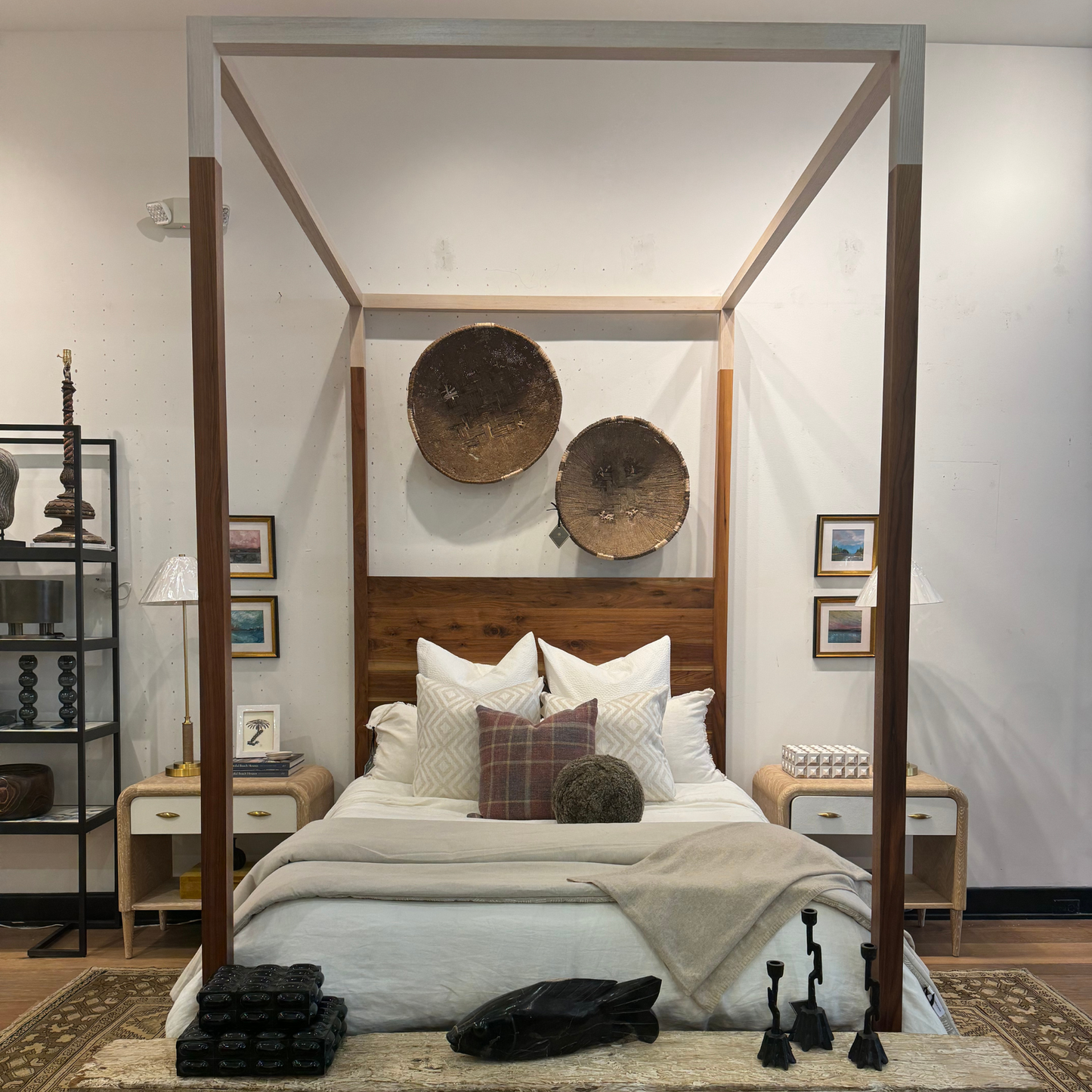 Two-Toned Walnut Poster Bed, Queen