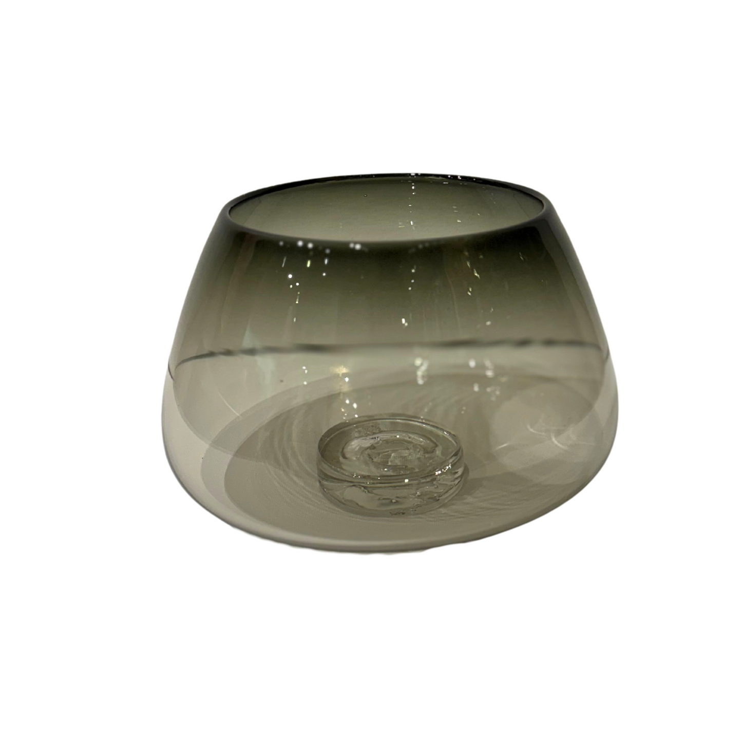 Small Hand Blown Glass Bowl in Grey
