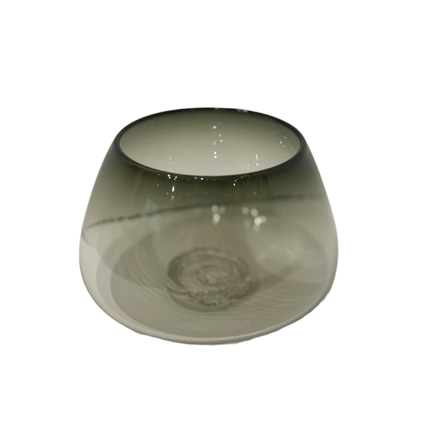 Small Hand Blown Glass Bowl in Grey