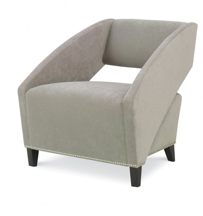 Angled Open Back Chair in Textured Toffee Chenille