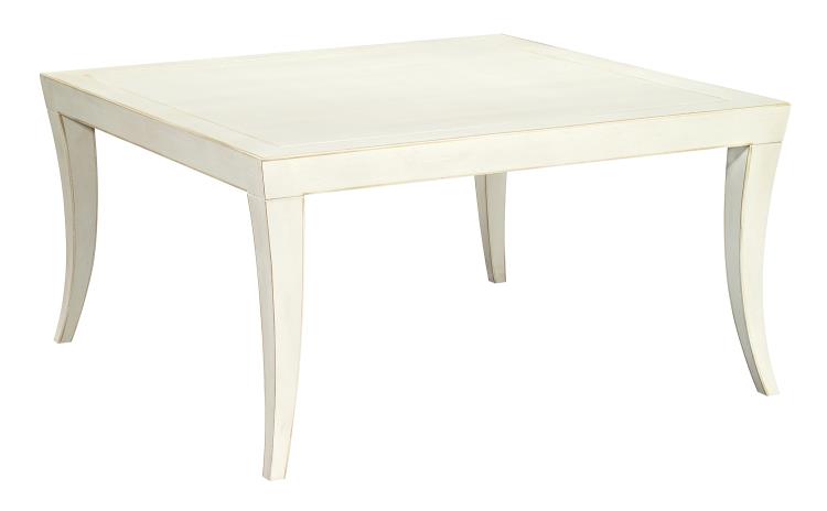 Milo Cocktail Table in Weathered White with a Maple Veneer Top