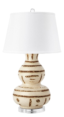 Burnt Umber + Cream Tribal Urn Lamp