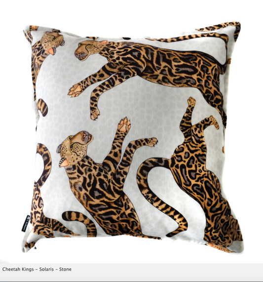 Outdoor Pillow in Cheetah Kings, Stone