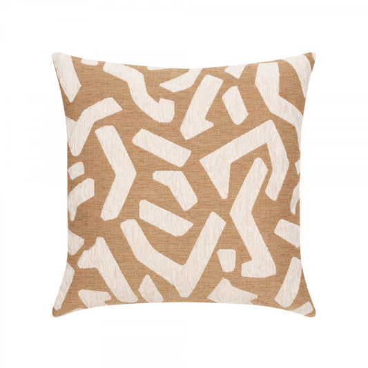 Outdoor Pillow in Bedrock Caramel with Faux Down Insert