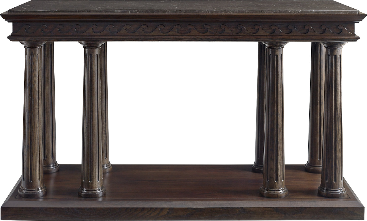 Colonnade Console in Ebony + Marble Top