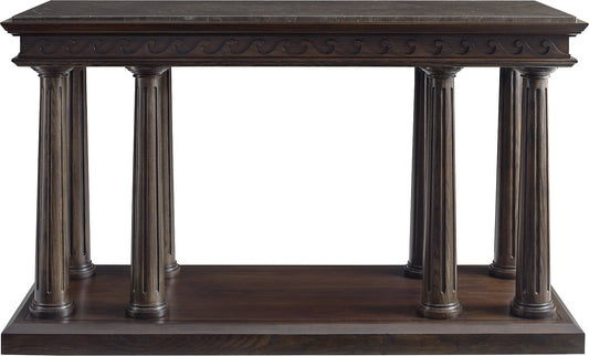 Colonnade Console in Ebony + Marble Top